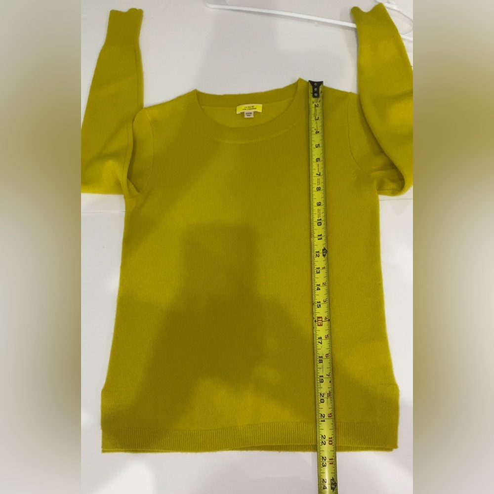 J. Crew 100% Cashmere Yellow Crewneck Sweater XXS - Gently Used, Flaws - Picture 5 of 10